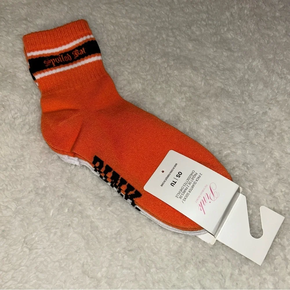Victoria's Secret PINK Pack of 2 Quarter Socks Halloween Bats NWT
